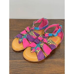 GB Girls Kids Jaxxy Strappy Flat Sandals Pink Back Zip Size 11M